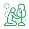 A green icon of a person planting a tree