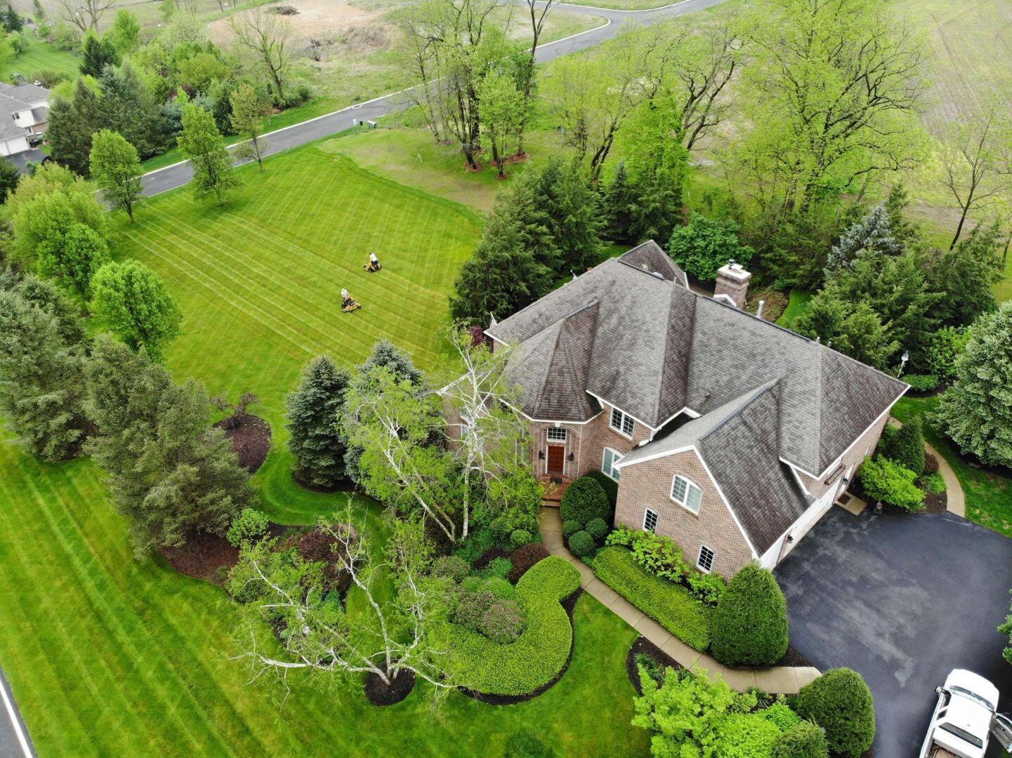 Aerial view of maintained mowing